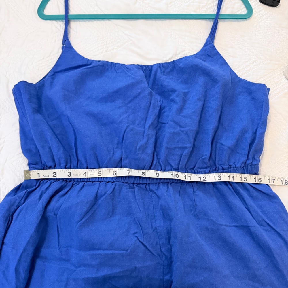 Haute Hippie blue linen wide leg jumpsuit sz L - Picture 4 of 11